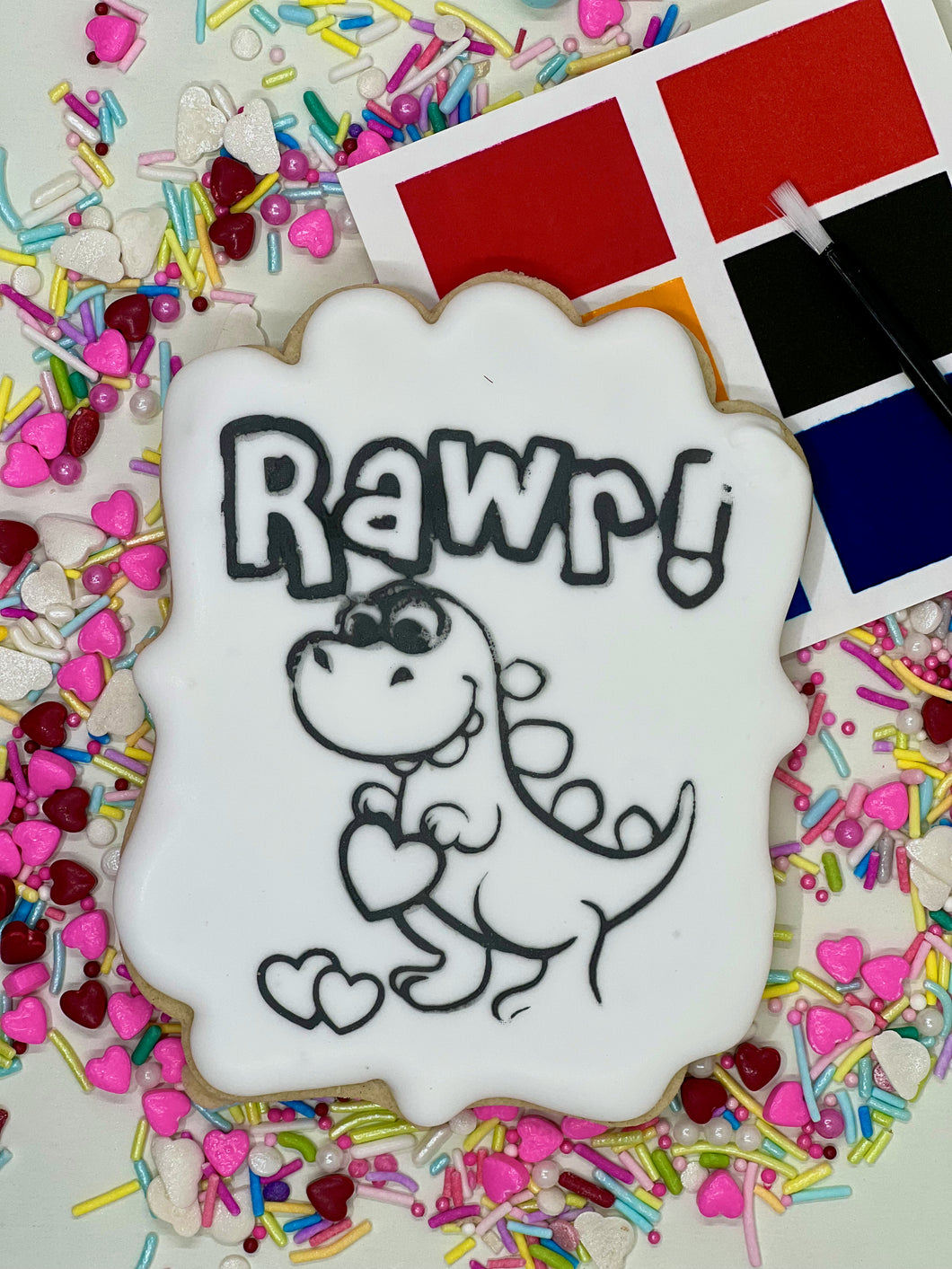 Paint Your Own Dino Love Cookie