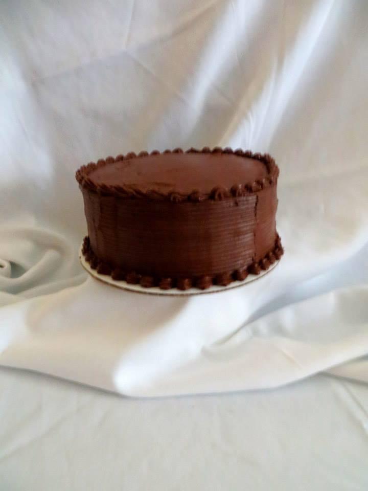 White Cake with Chocolate Icing